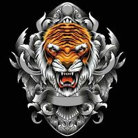 Tiger Kopf Vektor Illustration mit Ornament Hintergrund