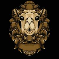 Kamel Kopf Vektor Illustration mit Ornament Hintergrund