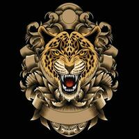 Leopard Kopf Vektor Illustration mit Ornament Hintergrund