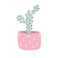 mexikansk kaktus i en kruka. taggig tecknad kaktus isolerad på en vit bakgrund. dekorativ inomhusväxt med gröna blad i en kruka. Hem. platt vektorillustration. vektor illustration