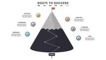 Route zu Erfolg Infografik mit Berg Illustration Konzept. geeignet zum Geschäft Präsentation. vektor