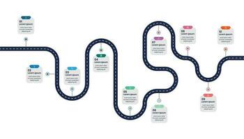 Geschäft Infografik Vorlage Design mit Symbole, 10 Schritte oder Optionen. Roadmap Infografik. vektor