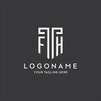 fh Monogramm Initiale Name mit Schild gestalten Symbol Design vektor