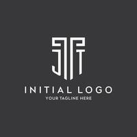 jt Monogramm Initiale Name mit Schild gestalten Symbol Design vektor