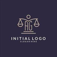 ag Initialen kombiniert mit das Waage von Gerechtigkeit Symbol, Design Inspiration zum Gesetz Firmen im ein modern und luxuriös Stil vektor