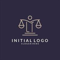 lt Initialen kombiniert mit das Waage von Gerechtigkeit Symbol, Design Inspiration zum Gesetz Firmen im ein modern und luxuriös Stil vektor