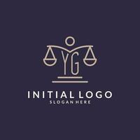 yg Initialen kombiniert mit das Waage von Gerechtigkeit Symbol, Design Inspiration zum Gesetz Firmen im ein modern und luxuriös Stil vektor