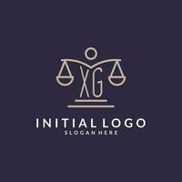 xg Initialen kombiniert mit das Waage von Gerechtigkeit Symbol, Design Inspiration zum Gesetz Firmen im ein modern und luxuriös Stil vektor