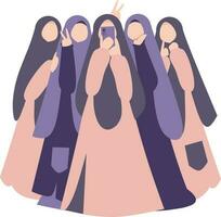 illustration av en grupp av människor. grupp av muslim kvinnor i hijab . vektor illustration i platt stil