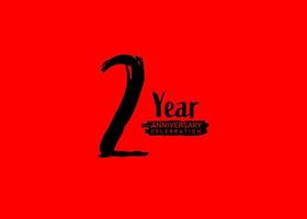 2 Jahre Jahrestag Feier Logo auf rot Hintergrund, 2 Nummer Logo Design, 2 .. Geburtstag Logo, Logo Jubiläum, Vektor Jahrestag zum Feier, Poster, Einladung Karte