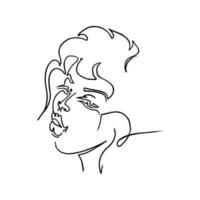 afrikanisch Frau Gesicht Linie Zeichnung. minimalistisch abstrakt Frauen Porträt kontinuierlich Linie Kunst zum Logo, Drucke, Tätowierungen, Poster, Textilien. Vektor Illustration