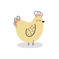 niedliches Huhn lokalisiert auf weißem Hintergrund. Osterhähnchen. Design für Ostern. flache Karikaturvektorillustration vektor