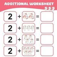 Zählen Einhorn Aktivität zum Kinder. mathematisch Arbeitsblatt zum Kinder. zusätzlich Mathematik Arbeitsblatt. Anzahl und schreiben Aktivität zum Kinder. Vektor Datei.