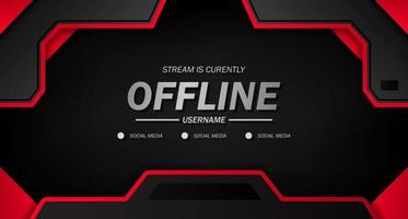 offline för spel eller livestreaming med svart bakgrund sportig med röd linje vektor