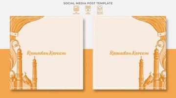 Ramadan Kareem Social Media Post Design mit handgezeichneter Illustration der islamischen Verzierung vektor