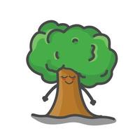 söt träd karaktär maskot platt tecknad uttryckssymbol vektor design illustration