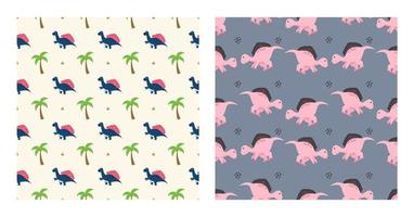 söta seriefigurer stegosaurus dinosaurier med sömlösa mönster för tapeter bakgrund, affischer eller banner mall. vektor illustration