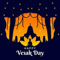 Lycklig Vesak dag, hälsning kort och affisch design för Vesak dag. Vesak dag är en helig dag för buddhister. vektor