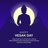 Lycklig Vesak dag, hälsning kort och affisch design för Vesak dag. Vesak dag är en helig dag för buddhister. vektor