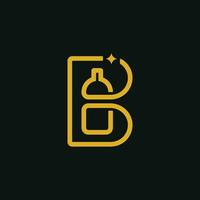 Logo mit Brief b gestalten und trinken Flasche im Linie Stil vektor