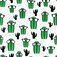 kaktusar med solglasögon sömlösa mönster. handritad texturerad dekorativ illustration. vektor suckulenter. vektor sömlösa mönster för snygg tyg design, papper, webb.