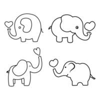 Baby Elefant Symbol Vektor Satz. Zirkus Illustration Zeichen Sammlung. Liebe Symbol.