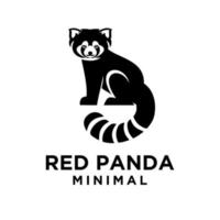 roter Panda schwarzer Logo-Symbolentwurf vektor