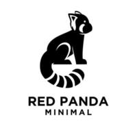 roter Panda schwarzer Logo-Symbolentwurf vektor