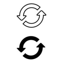 ladda om ikon vektor uppsättning. återställa illustration tecken samling. uppdatering symbol eller logotyp.