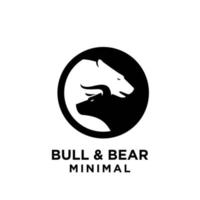 Premium-Bullenbär mit schwarzem Logo-Design der Wirtschaftsvektorfinanzierung vektor