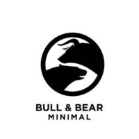 Premium-Bullenbär mit schwarzem Logo-Design der Wirtschaftsvektorfinanzierung vektor