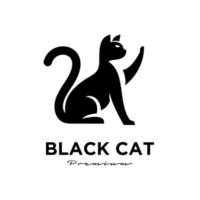 svart katt enkel logotypdesign vektor