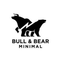 Premium-Bullenbär mit schwarzem Logo-Design der Wirtschaftsvektorfinanzierung vektor