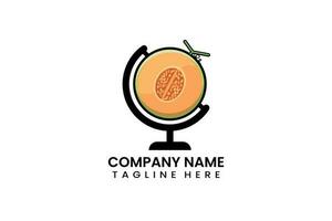 platt klot resa melon frukt logotyp ikon mall vektor