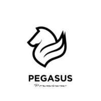 pegasus flyghäst, svart häst, designlogotyp vektor