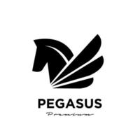 pegasus flyghäst, svart häst, designinspirationsvektorlogotyp vektor