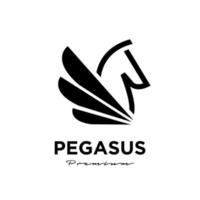 pegasus flyghäst, svart häst, designinspirationsvektorlogotyp vektor