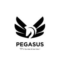 pegasus flyghäst, svart häst, designinspirationsvektorlogotyp vektor