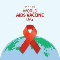 värld AIDS vaccin dag design mall för firande. värld AIDS vaccin dag vektor illustration med band och klot. röd band vektor. platt band vektor. AIDS dag design.