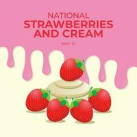 nationell jordgubbar och grädde dag design mall för firande. jordgubb och grädde design illustration. jordgubb och grädde platt design. vektor