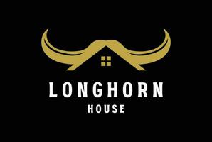 Angus Kuh Ochse Stier Bison Büffel Longhorn Haus zum Bar Saloon oder echt Nachlass Logo Design vektor