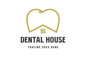 enkel lyx tand hus för dental klinik läkare vård service logotyp design vektor