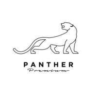 Premium schwarzer Panther Vektor Linie Logo Illustration Design