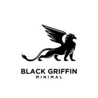 Premium schwarz Minimal Griffin Fabelwesen Emblem Maskottchen Vektor Design Logo