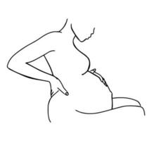 schwanger Frau Linie Kunst. Medizin, Gesundheitspflege, Schwangerschaft, gesund Silhouette halten Bauch. Vektor Illustration