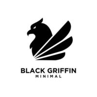 Premium schwarz Minimal Griffin Fabelwesen Emblem Maskottchen Vektor Design Logo