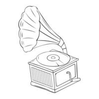 Jahrgang Grammophon mit Vinyl Aufzeichnung auf Rabatt. Grammophon Vinyls Aufzeichnungen retro Spieler isoliert auf Weiß Hintergrund. Vektor Illustration.