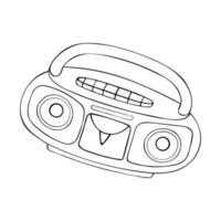 alt gestaltet Musik- Spieler, Boombox Radio. Gekritzel Stil Kassette Spieler und Band Recorder Vektor Illustration.