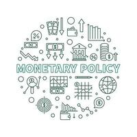 monetär politik vektor runda översikt baner - makroekonomi minimal illustration