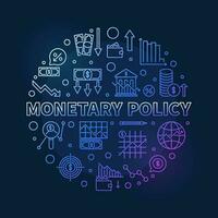 monetär politik runda blå baner i linje stil. makroekonomi vektor illustration